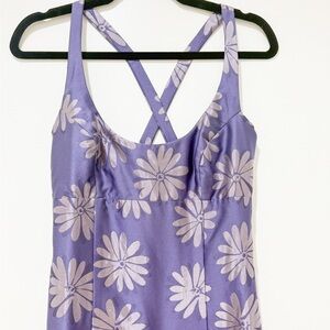 90s Y2K Nicole Miller daisy silk dress in lavender